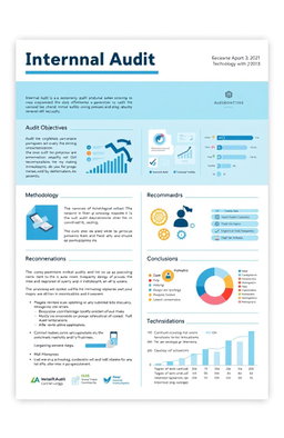 A detailed report layout design focusing on internal audit processes, specifically for information technology management