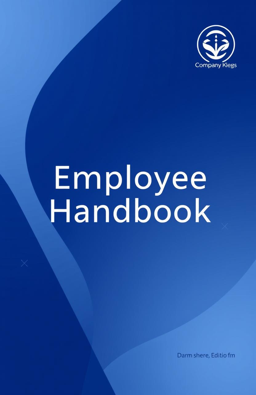 A professional and visually appealing cover page for an employee handbook, featuring a modern design with a corporate theme
