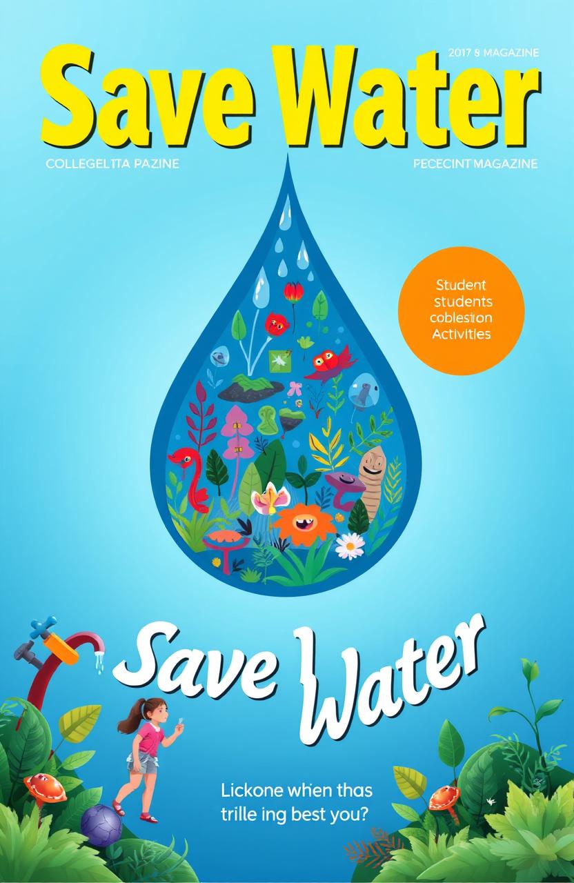 Save Water: A Vibrant College Magazine Cover