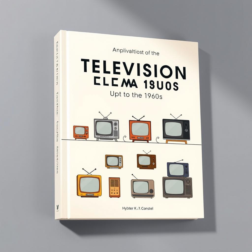 A minimalist book cover illustrating the historical evolution of the television set up to the 1960s