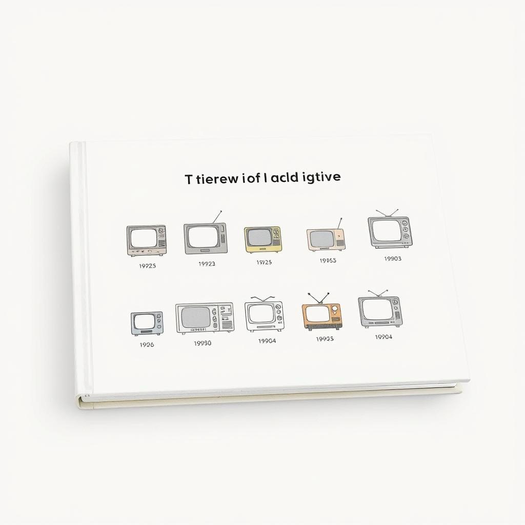 A minimalist book cover that represents the historical evolution of the television set up to the 1960s