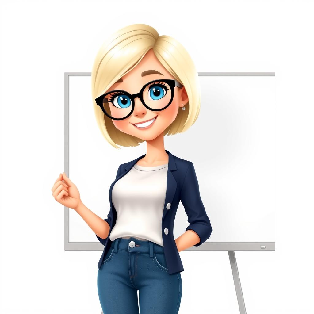 A Disney Pixar-style illustration of a pretty 50-year-old female teacher character