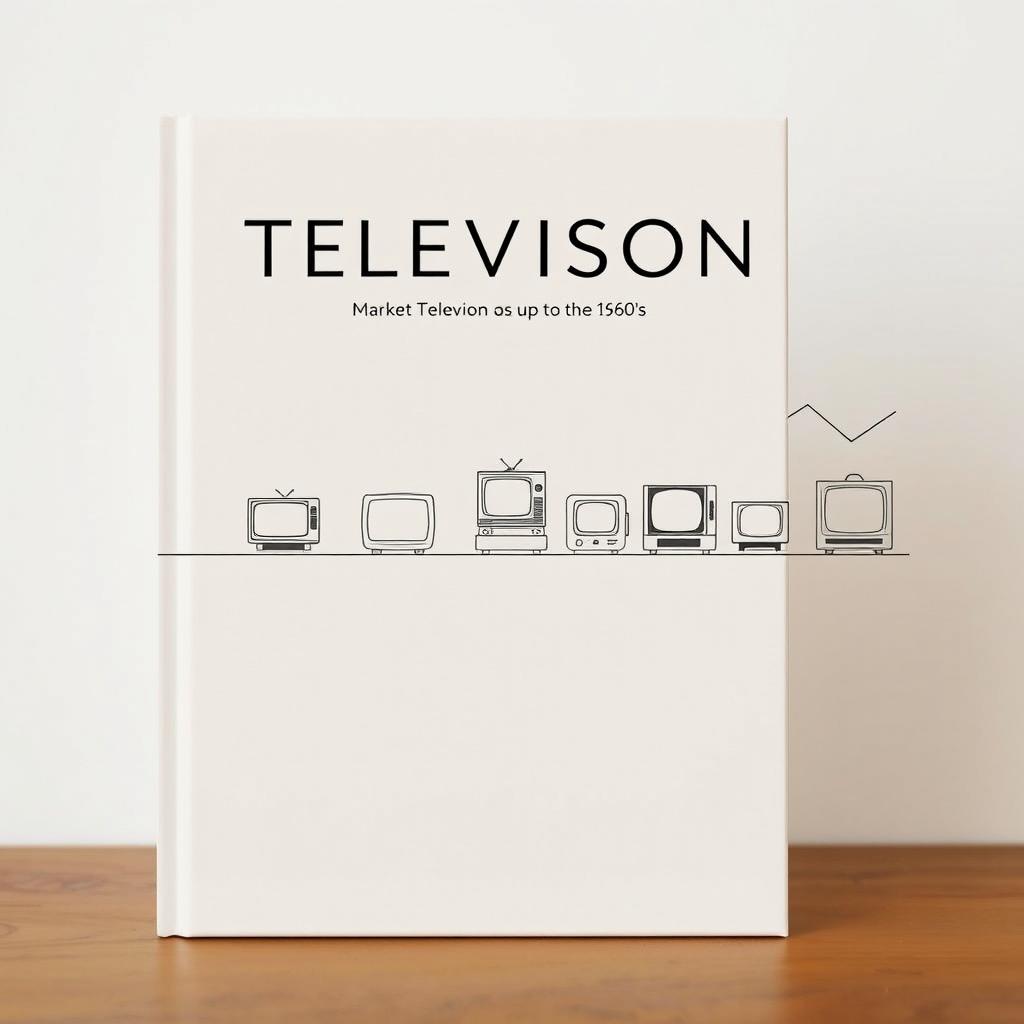 A minimalist book cover that visually represents the historical evolution of television up to the 1960s, with a focus on market research regarding portable television