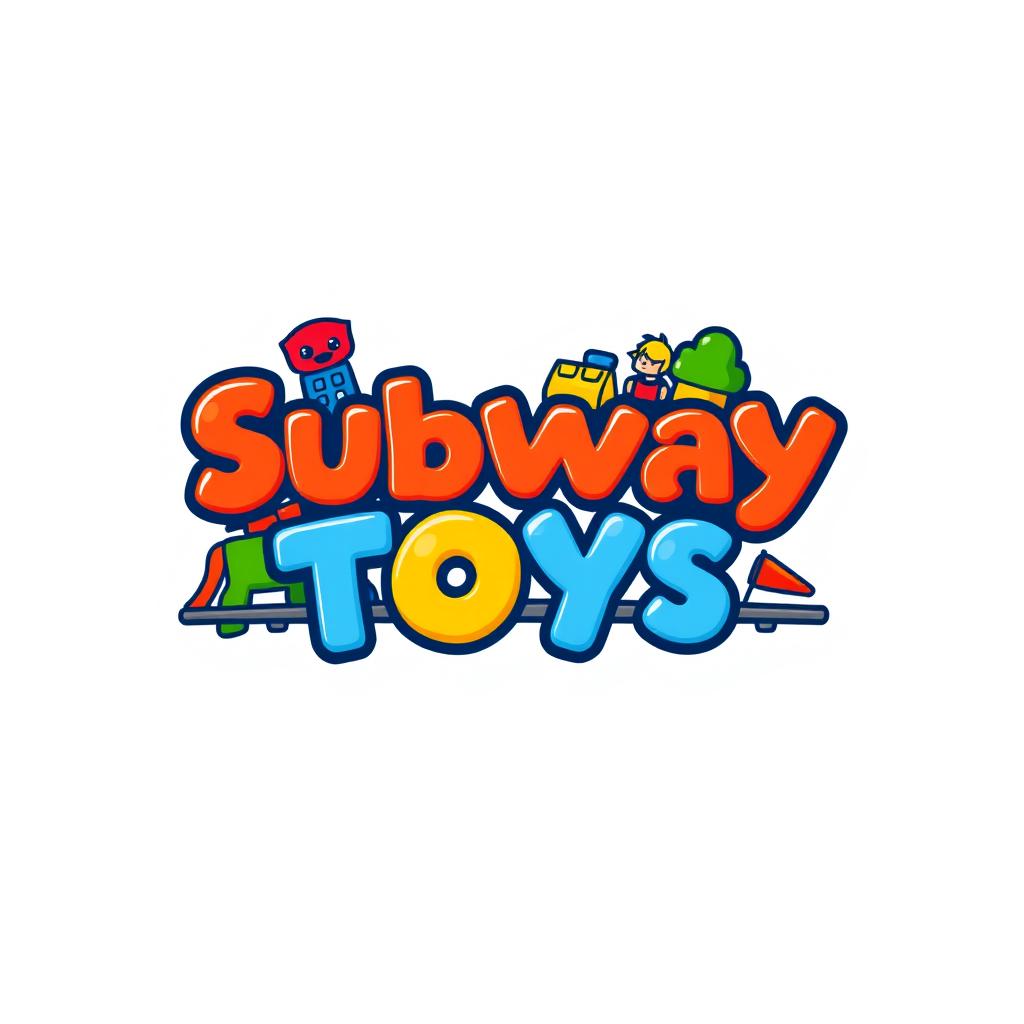 A colorful and playful logo design for a toy store named 'Subway Toys'