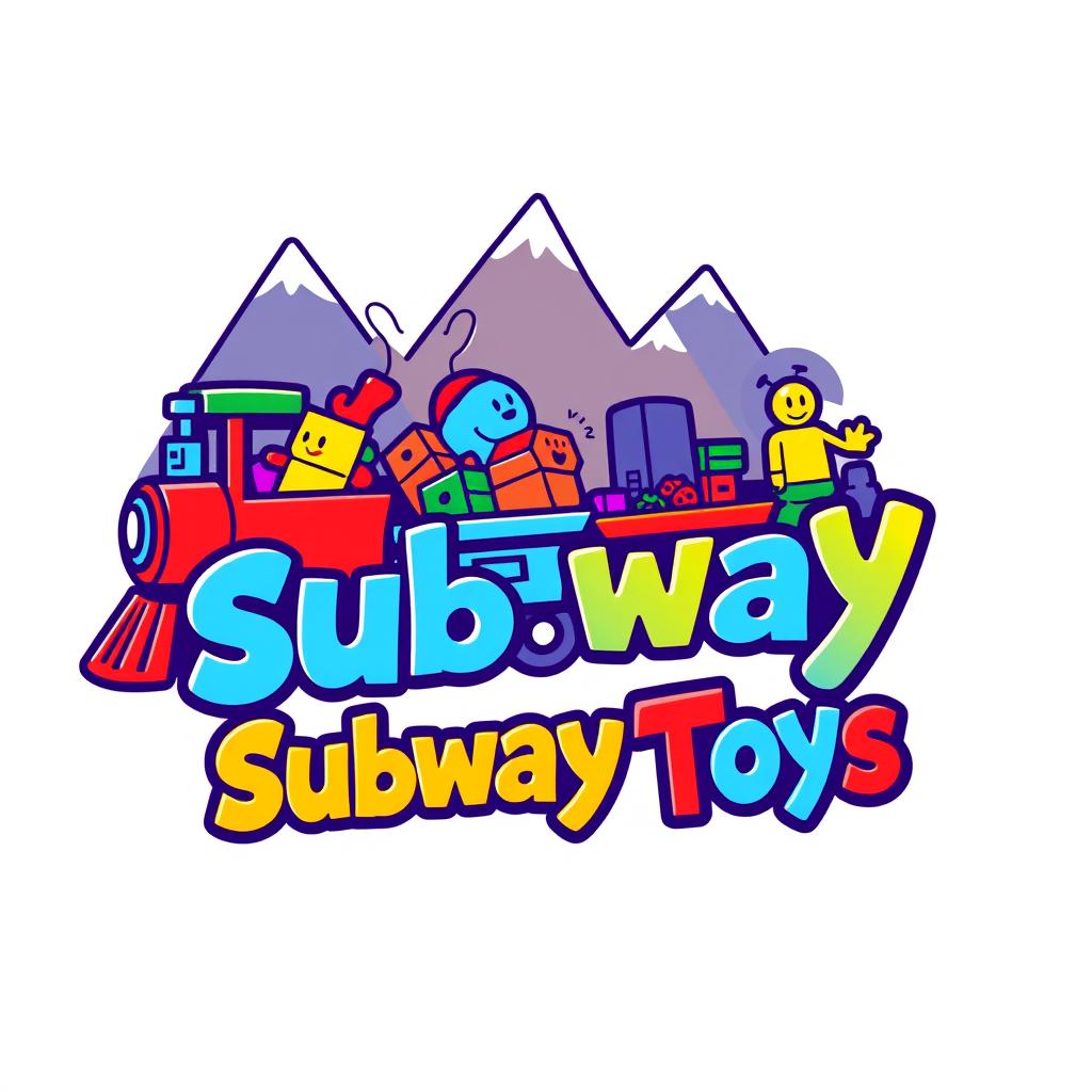 A vibrant and playful logo design for a toy store named 'Subway Toys'