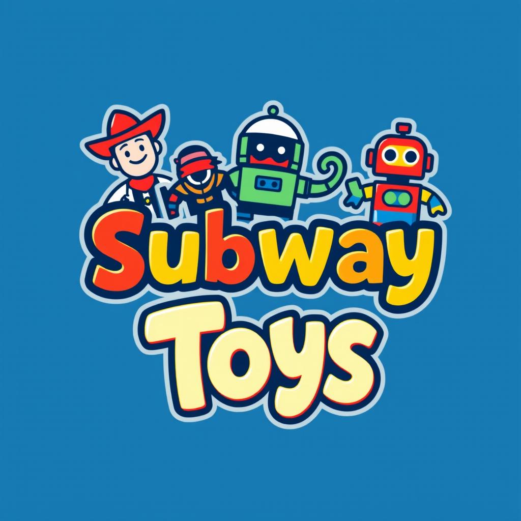 A colorful and playful logo design for a toy store named 'Subway Toys'