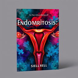 A captivating book cover design for a book about endometriosis, featuring an artistic representation of the female reproductive system