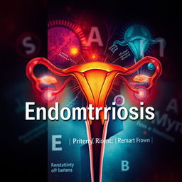 A captivating book cover design for a book about endometriosis, featuring an artistic representation of the female reproductive system