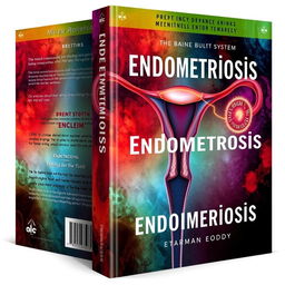 A captivating book cover design for a book about endometriosis, featuring an artistic representation of the female reproductive system