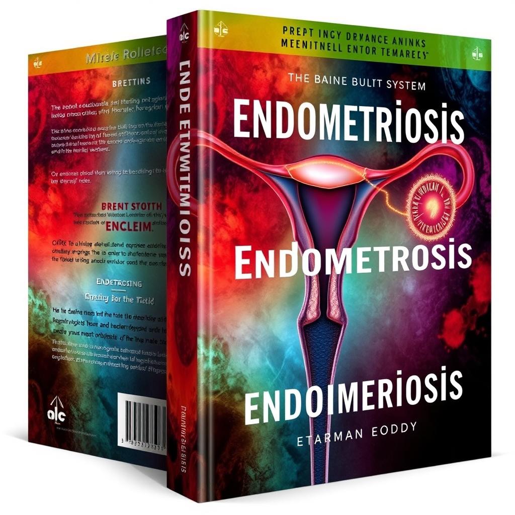 A captivating book cover design for a book about endometriosis, featuring an artistic representation of the female reproductive system