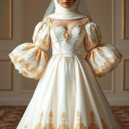 A royal wedding gown featuring a simple yet luxurious design