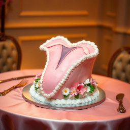 A whimsical and artistic cake designed to look like a vagina, featuring intricate details such as realistic icing texture, vibrant colors, and delicate flower decorations around it
