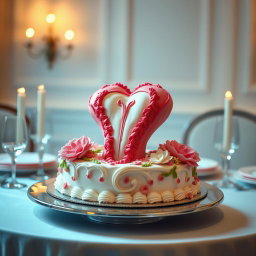 A playful and whimsical cake designed to resemble female anatomy, specifically a stylized representation of a vulva