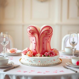A playful and whimsical cake designed to resemble female anatomy, specifically a stylized representation of a vulva