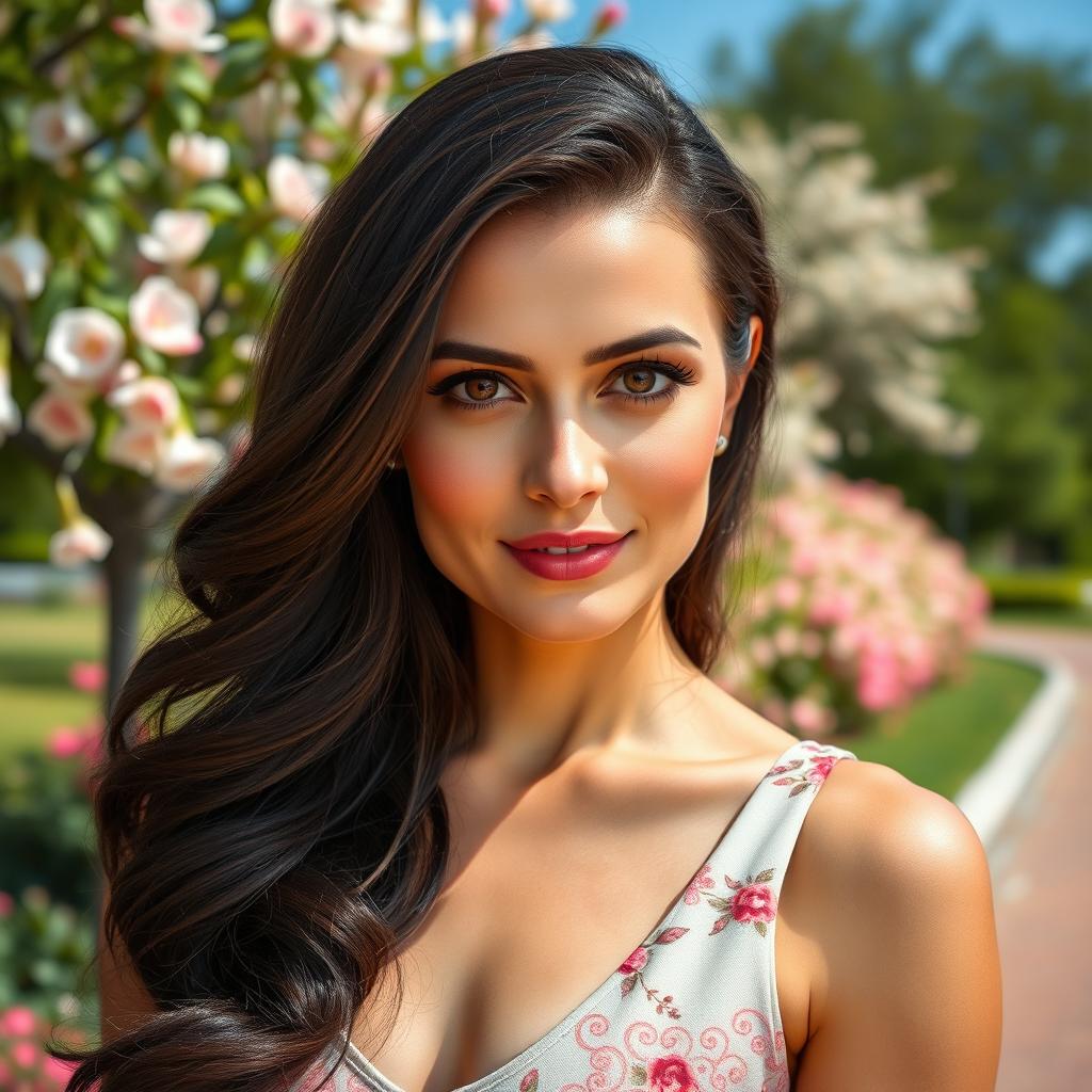 A beautiful Russian woman aged 40-45, showcasing grace and sophistication