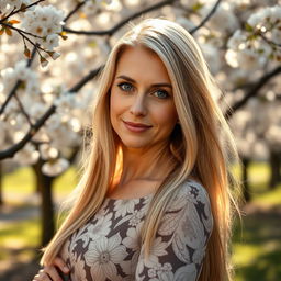 A beautiful Russian woman aged 40-45, radiating elegance and sophistication