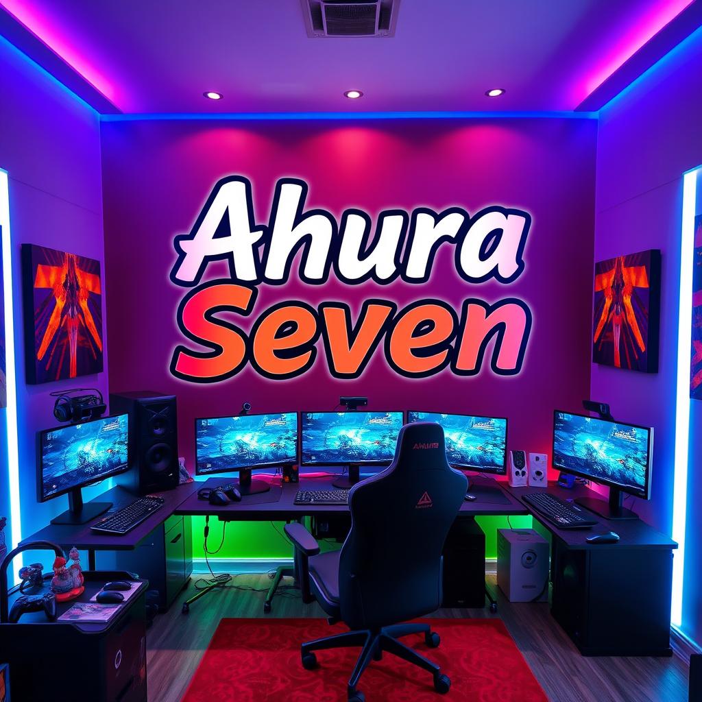 A vibrant gaming room featuring bold decor