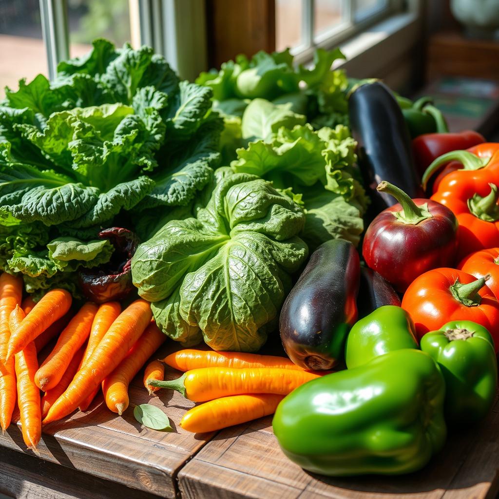 Vibrant Vegetable Medley on Rustic Table