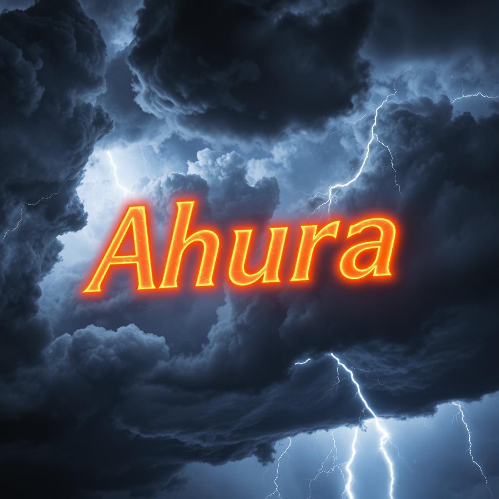 A stormy sky filled with dark, brooding clouds swirling dramatically, illuminated by bright flashes of lightning
