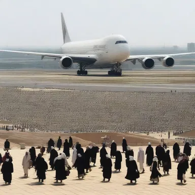 The pilgrims followed the air lane to reach the holy site for their religious journey.