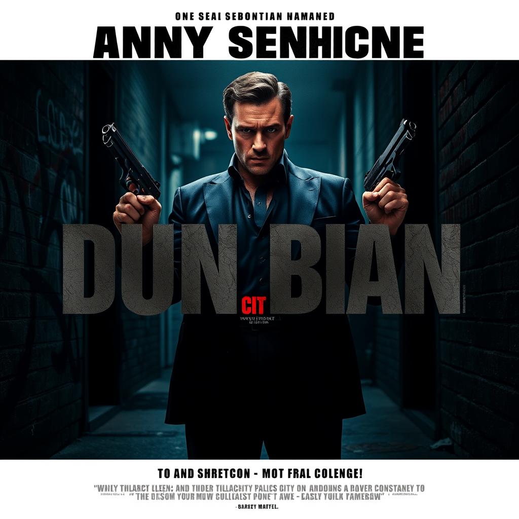 An intense and striking movie poster featuring a charismatic, mob boss-like character reminiscent of Tony Soprano, exuding confidence and power