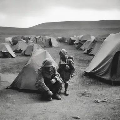 After a long journey, the weary soldiers took a moment to air out their tents before setting up camp.