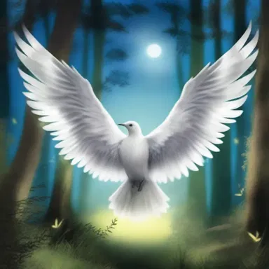 The enchanted forest had mystical creatures whose wings opened up to air out their feathers in the moonlight.