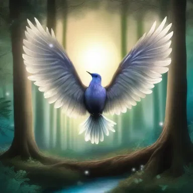 The enchanted forest had mystical creatures whose wings opened up to air out their feathers in the moonlight.