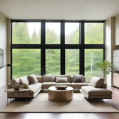 Using large windows in the living room helps to air out the space and bring in natural light.