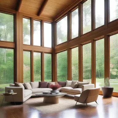 Using large windows in the living room helps to air out the space and bring in natural light.