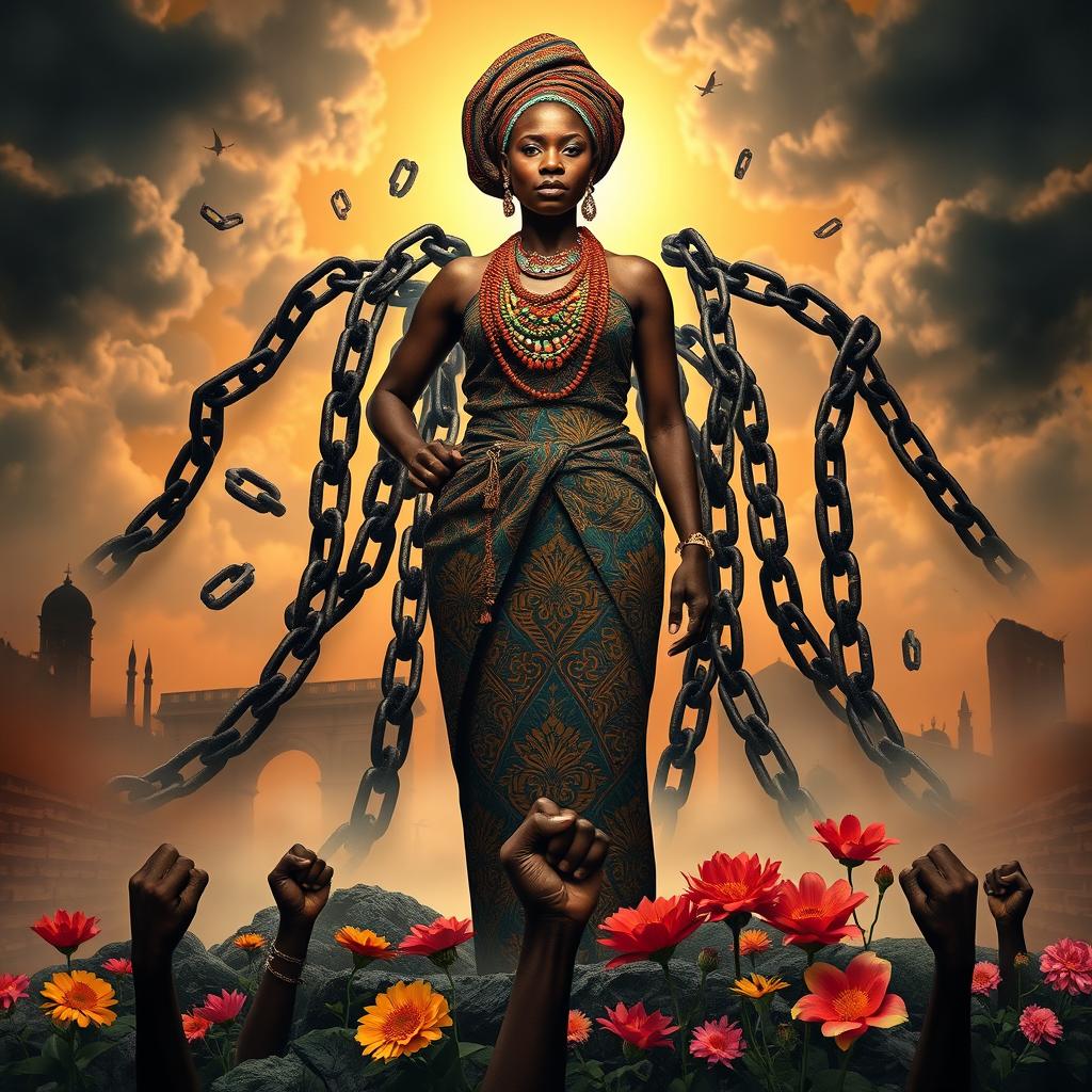 A powerful visual representation of the themes: 'The Killing of African Matriarchal Order through patriarchy and colonialism: Dismantling patriarchy'