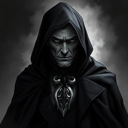 A reclusive and handsome older vampire lord, partially obscured by deep shadows that enhance his mysterious aura