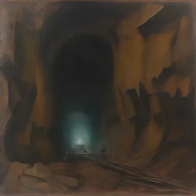 The painting depicted a dark underground mine with an air passage for the miners.