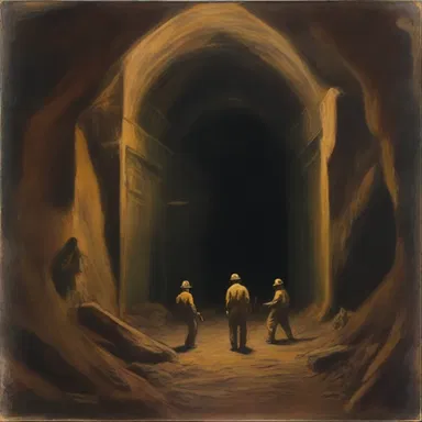 The painting depicted a dark underground mine with an air passage for the miners.
