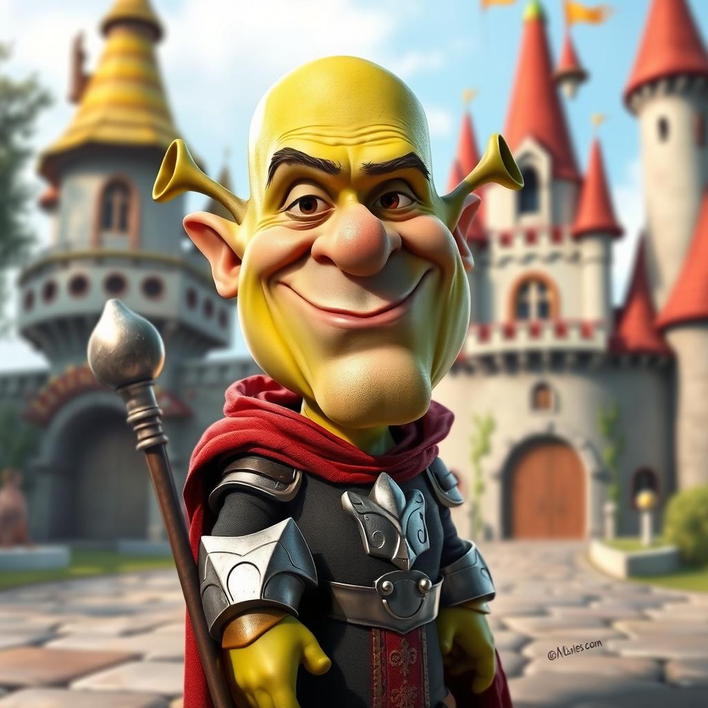 A caricatured representation of Lord Farquaad, a character from the animated film Shrek