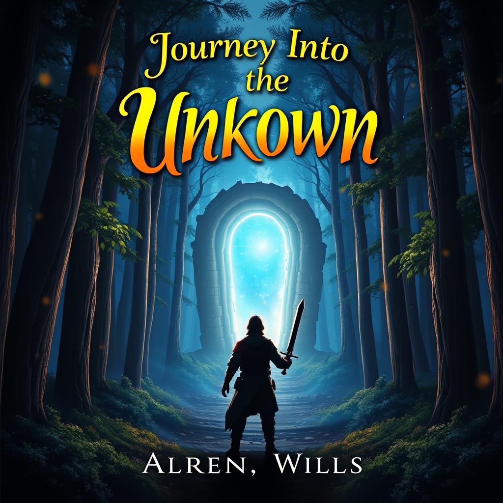 A vibrant and eye-catching ebook cover featuring a mysterious forest scene with a glowing magical portal in the center
