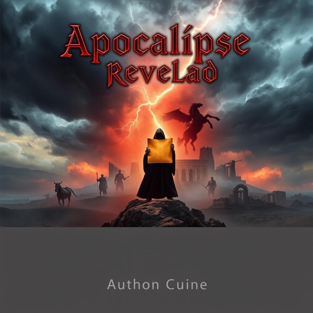 An striking ebook cover titled 'Apocalipse Revelado', depicting a dramatic and foreboding scene