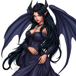 A noble and beautiful Dark Elf queen, depicted in a Dungeons and Dragons style illustration