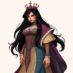 A noble and beautiful human queen portrayed in a Dungeons and Dragons style illustration