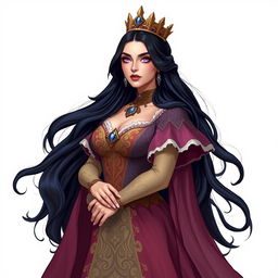 A noble and beautiful human queen portrayed in a Dungeons and Dragons style illustration
