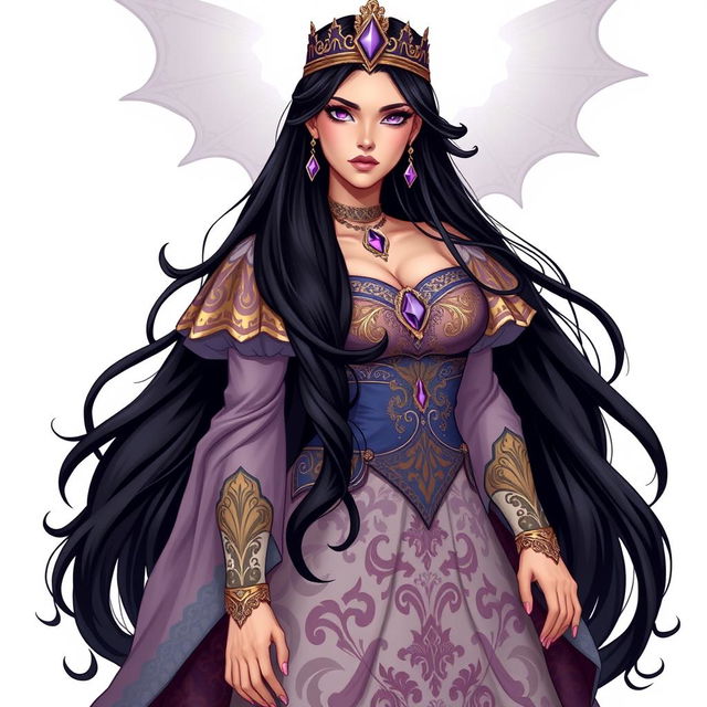 A noble and beautiful human queen portrayed in a Dungeons and Dragons style illustration