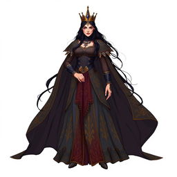 A noble, beautiful, and strong human queen depicted in a Dungeons and Dragons style illustration