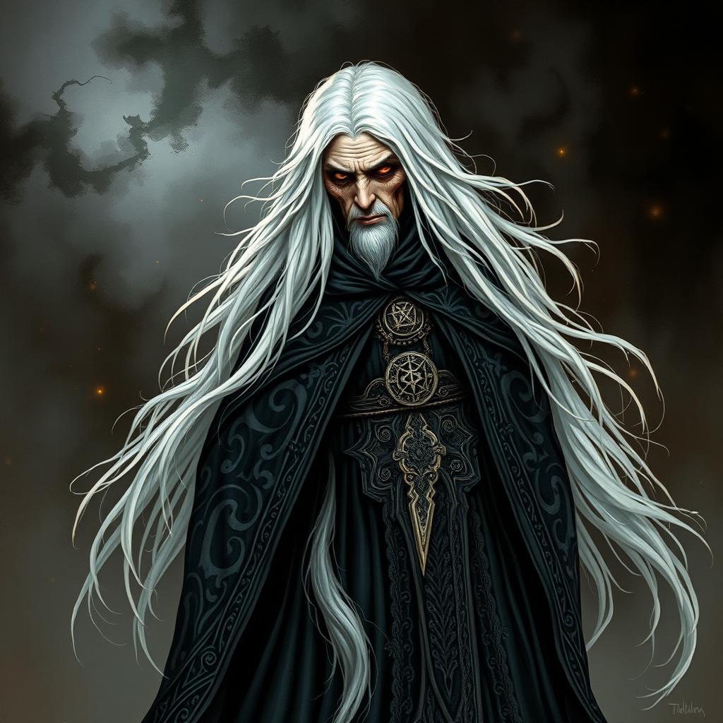 A strange old woman depicted as a witch, exuding both beauty and a threatening aura