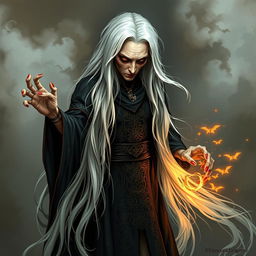 A strange old woman depicted as a witch, exuding both beauty and a threatening aura