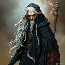 A strange old woman depicted as a witch, exuding both beauty and a threatening aura