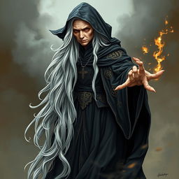 A strange old woman depicted as a witch, exuding both beauty and a threatening aura