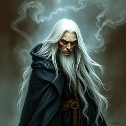 An old witch portrayed with an aura of beauty yet a threatening presence