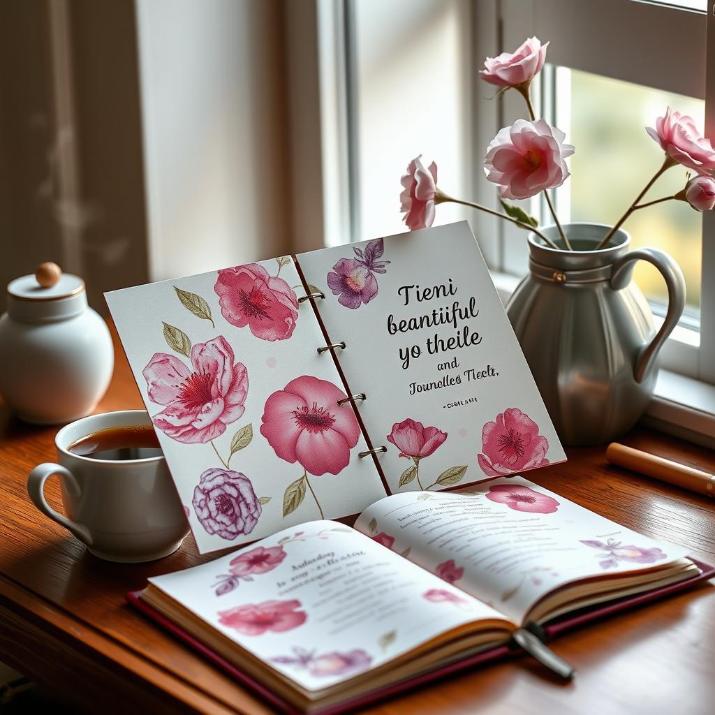 A beautifully designed diary for women, featuring a floral cover with vibrant colors like pink, lavender, and gold accents