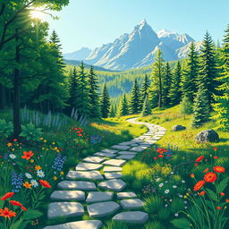 A captivating design of a winding pathway that invites exploration