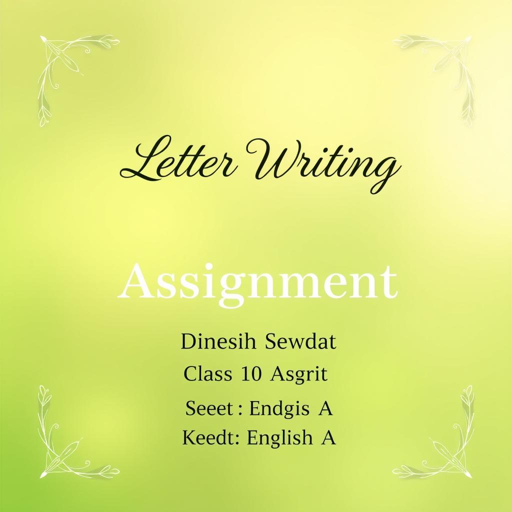 A visually appealing front cover for an assignment on letter writing